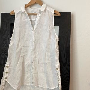 J Jill white linen sleeveless top